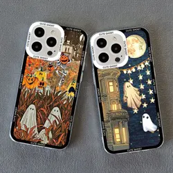 Custodia per telefono con illustrazione fantasma per iPhone 14 13 12 11 Pro Max custodia Coque per iPhone XR X XS Mini 7 8 Plus Cover antiurto trasparente