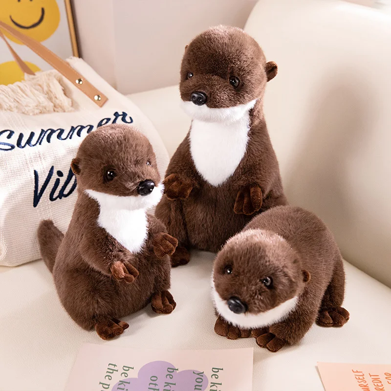 25-80CM Simulation Otter Plush Doll Lifelike Eurasian Otter Stuffed Soft Toys Pillow For Friends Gifts