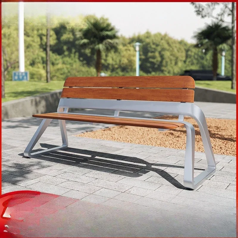 Park chair Outdoor bench Leisure garden Garden anticorrosive solid wood wrought iron seat