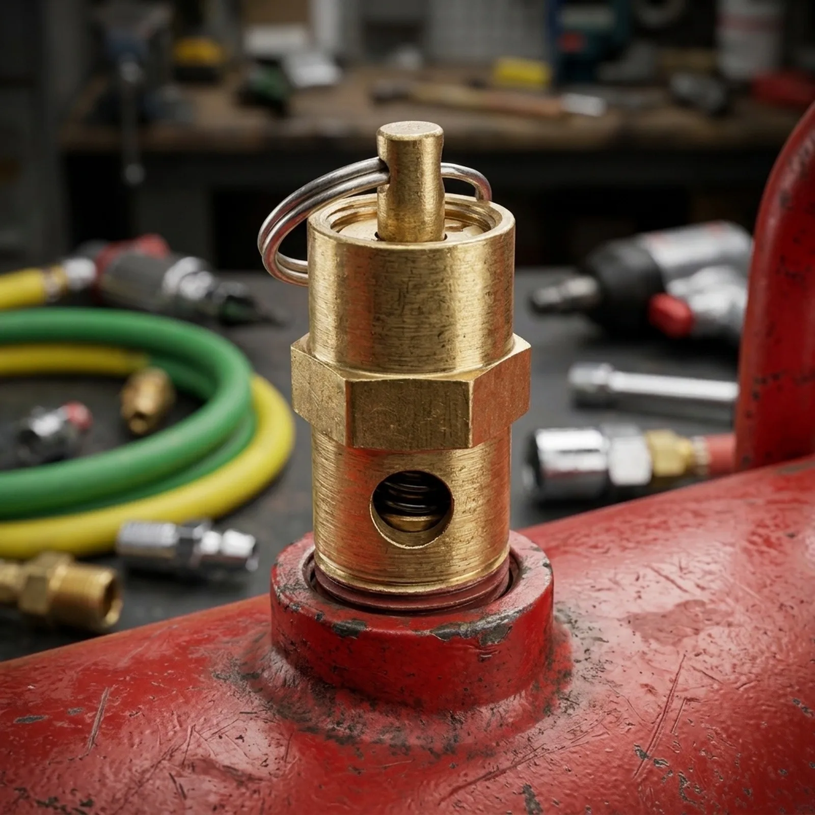 Brass Safety Relief Valve 1/4 NPT Preset to 125 PSI for Machinery Construction and Electrical Equipment Applications