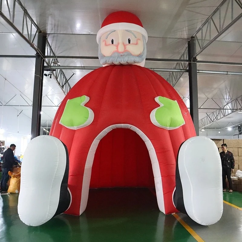 5m tall Christmas Decoration Inflatable Christmas House Santa Grotto Igloo Dome Tent for Outdoor Events