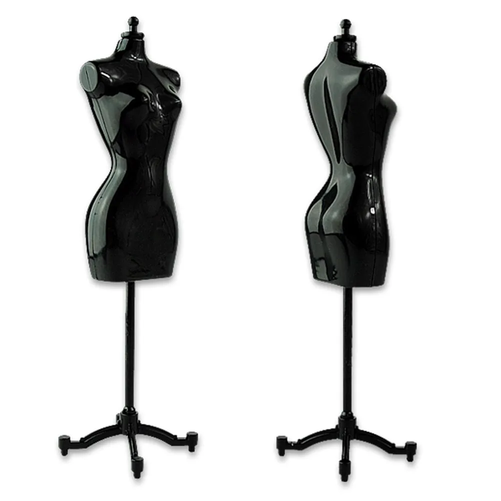 4Pcs Dolls Mannequin House Tailors Dummy Dress Female Figure Mannequin Model Display Stand Accessory Black Color