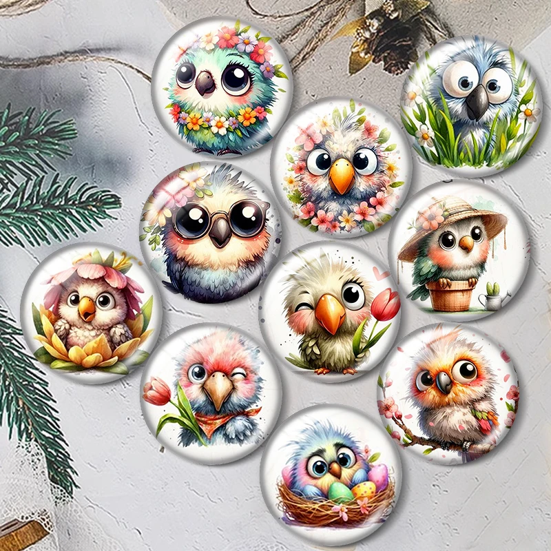 Spring Floral Birds  12/18/20/25mm glass cabochon  bracelet pendant rings for jewelry demo earrings back Making findings