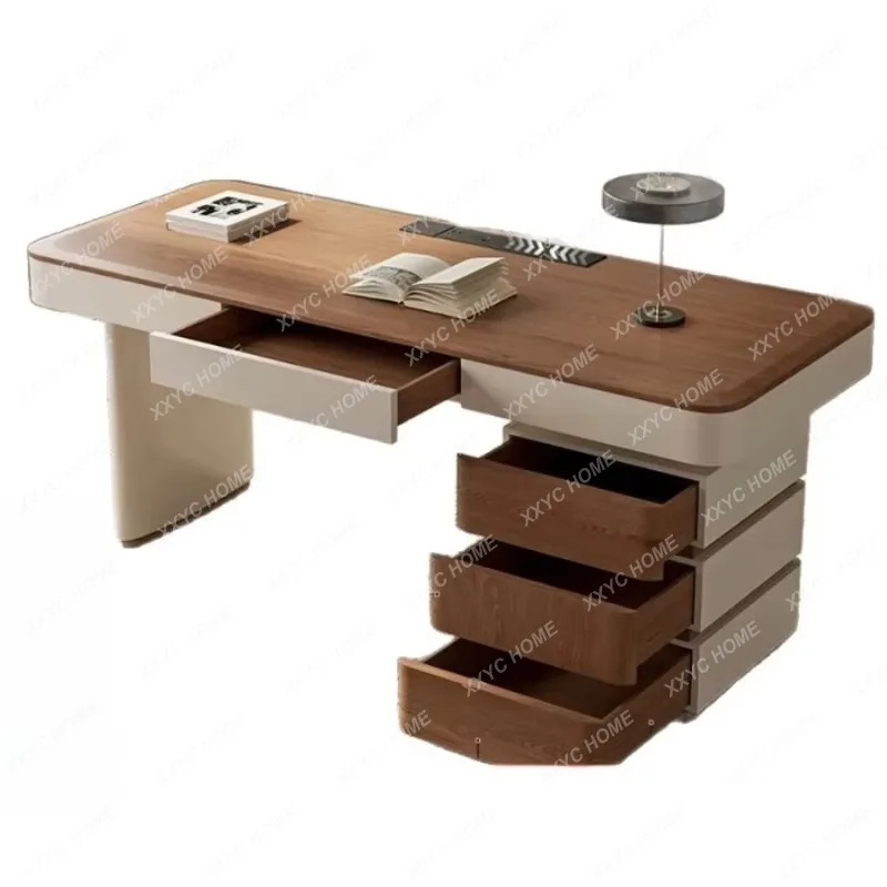 XXRustic Style Walnut Color Office Desk Wear-resistant Office Desk Light Luxury Stable Office Furniture Scrivanie Per Ufficio