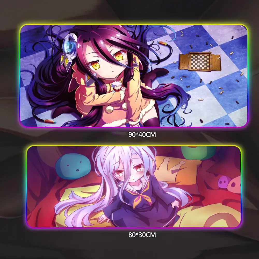 

No Game No Life Mouse Pad Gamer Luminescence Led Mouse Pad Gaming Table Rgb Deskmat Keyboard Pc Mousepad