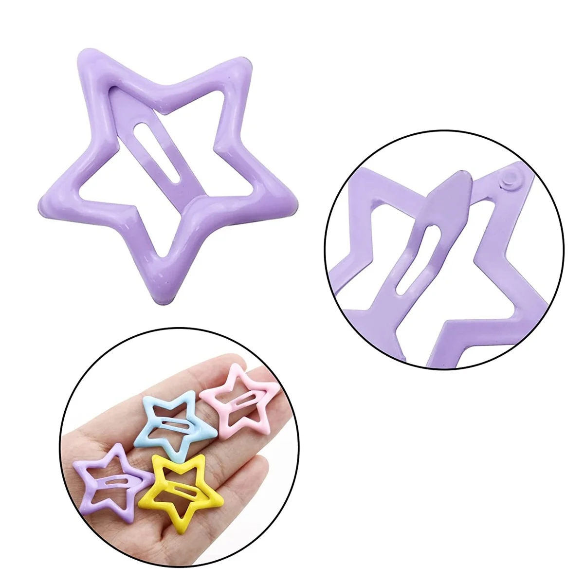 30Pcs Random Colorful Star BB Hairclips Girls  Cute Star Barrettes Women Simple Metal Snap Clip Headdress Hair Jewelry Accessori