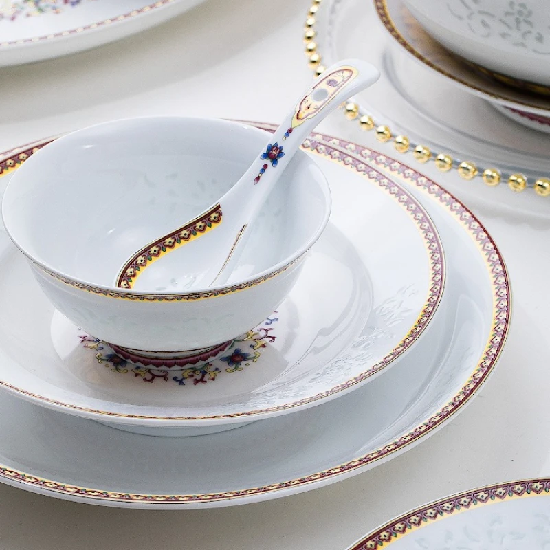 

Dishes for home use exquisite porcelain enamel glaze under color high-end side tableware set