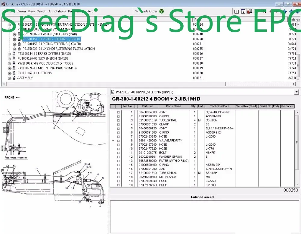 

Каталог запасных частей SpecDiag Tadano 2021, ПОЛНЫЙ автономный вариант со всеми моделями [2021]