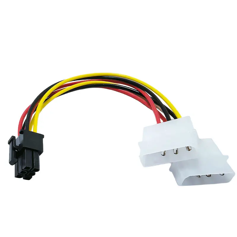 2X 4Pin Molex to 6Pin PCIe Graphics Card Power Adapter Cable, Dual IDE 4P to PCI-E 6Pin GPU Power Converter Cord