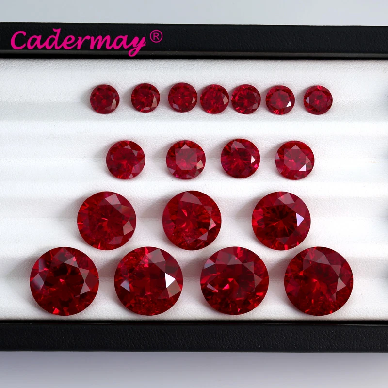 CADERMAY Lab Grown Pigeon Blood Red Ruby Loose Stone With Inclusions Round Shape For Rings Customized Inlaid Jewelry Making DIY