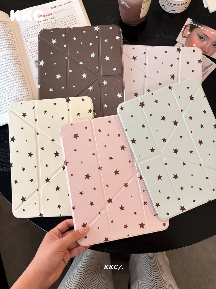 3Y pen slot red blue star dot INS KoreaTri-fold Case For Samsung Galaxy Tab A8/A9/A11+FE LITE PLUS/S6 Lite/S7/S8/S9/S10+ FE