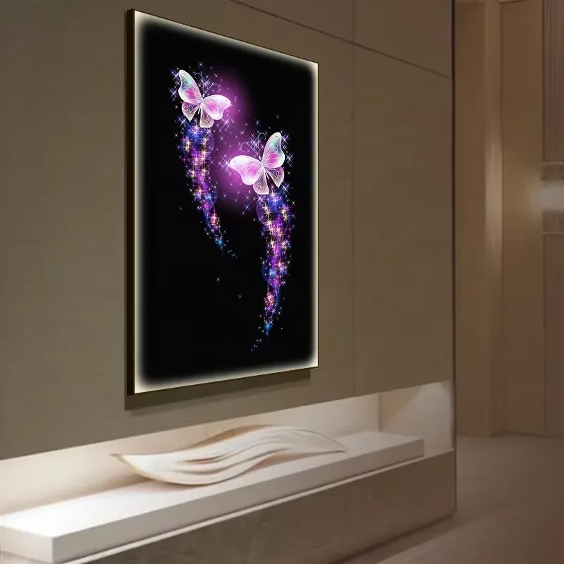 Modern Style Crystal Porcelain Butterfly Led Light Wall Art Elegant and Stylish for Living Room Home Decor