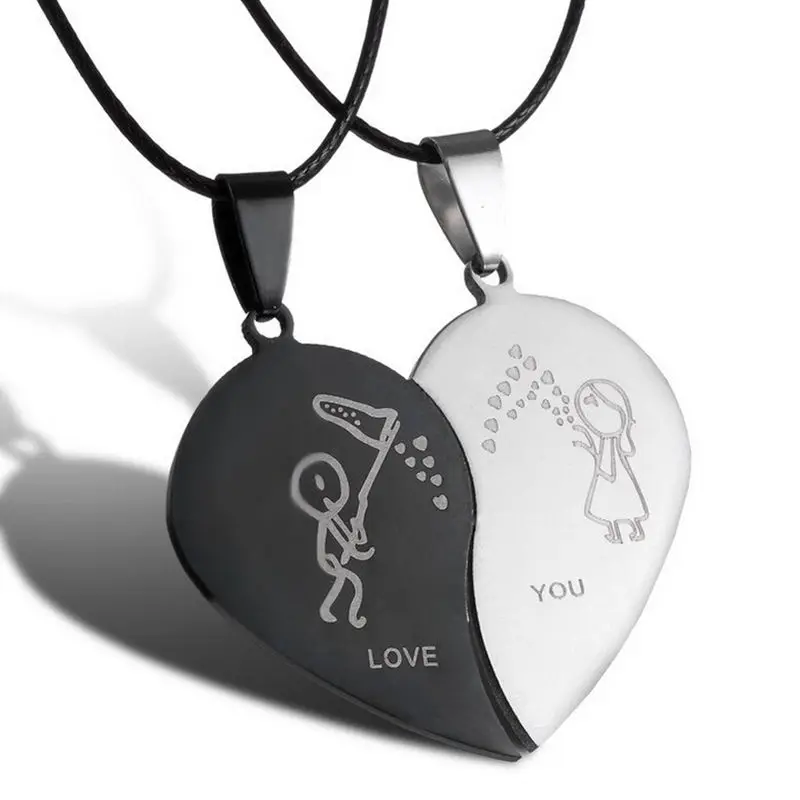 Couple Necklace Broken Heart Necklaces & Pendants Lovers Necklace Jewelry Engrave love you Valentine's Day Gift Necklace