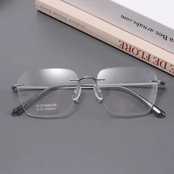 Xbora Fashion Pure Titanium Business Rimless Men's Optical Glasses Square Retro Prescription Eyeglasses For Men S103E