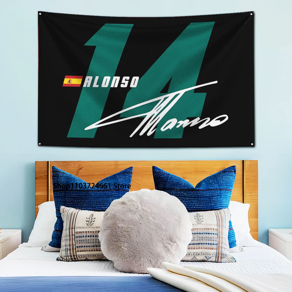 3x5 Ft Racing Astons Martins Flag Polyester Digital Printing Banner for Fernando Alonsos Garage Wall Art Out Door Decoration