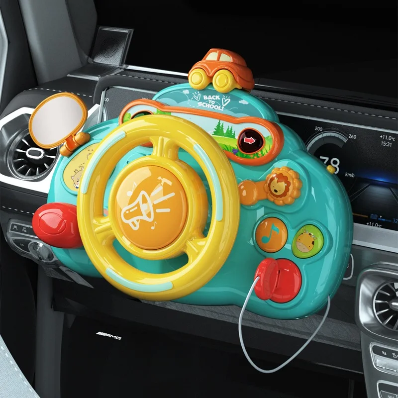 Early Education Puzzle Voice Music Toy Simulation Driving Trolly Simulation Steering Wheel 1-5 Years Old Children\'s Gift Toy