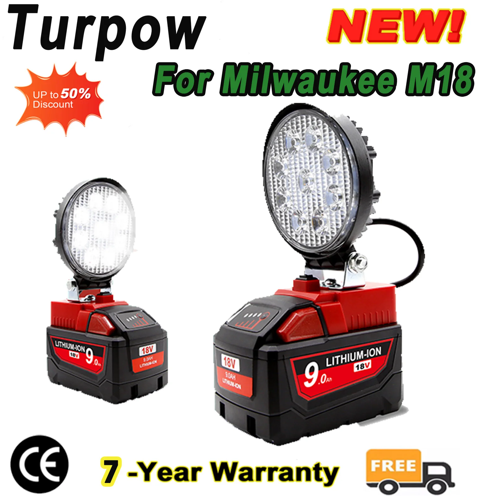 27W Work LED Light For Milwaukee M18 18V Battery 6500K Compatible 48-11-1850 48-11-1880 48-11-1120 Tool Battery Accessories