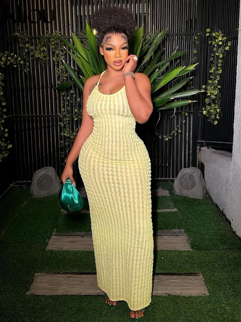 Kliou Solid Ruched Spaghetti Strap Bandage Maxi Dress Women Casual Sleeveless Backless Bodycon Ladies Party Streetwear Dresses AliExpress 200000345