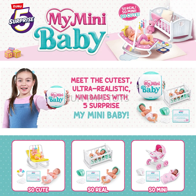 Zuru 5 sorpresa My Mini Baby Series 1 giocattolo da collezione Mystery Capsule per ragazze set e accessori per bambini in miniatura realistici