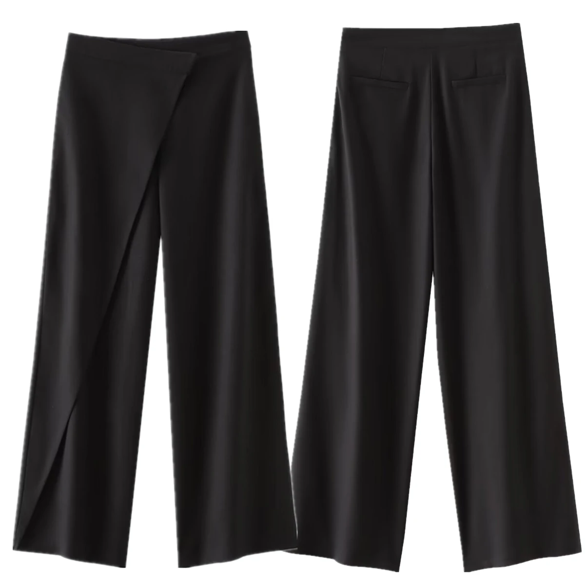 

Dave&Di Minimalist Black Asymmetrical Design Casual Pants Fashion Ladies Vintage Loose Trousers Women