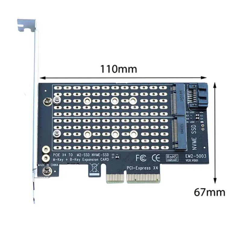 Single/Dual Port M.2 NVME NGFF To Pcie 4x Adapter Board B/M Key interface Support PCI Express 3.0 2230 2242 2260 2280 M.2 SSD