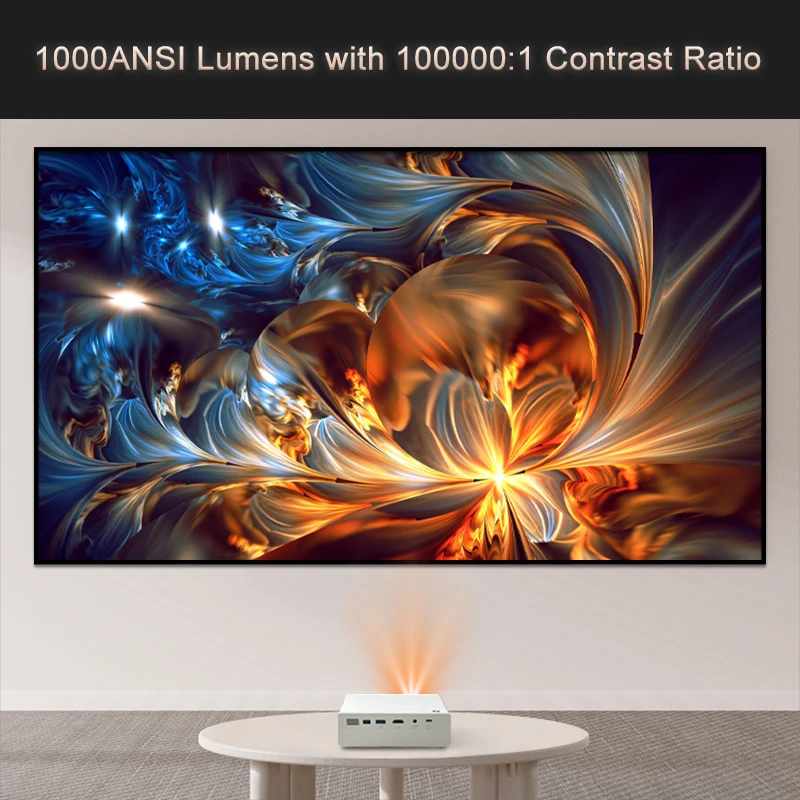 Jenovox M5000 ミニ DLP ポータブル プロジェクター Android 13 Wifi スマート 4K ビデオ サポート HDR ホームシアター バッテリー付き キャンプ ビジネス用