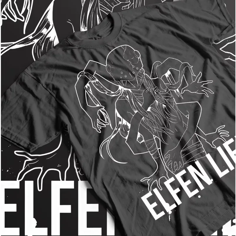 Trend Sommer 2025, Cosplay, Unisex, Elfen Lied T-Shirt, Lucy Nyu Kaede, Anime, Mädchen, Manga, T-Shirt, Grafik-T-Shirt, schwarze Grafik-T-Shirts