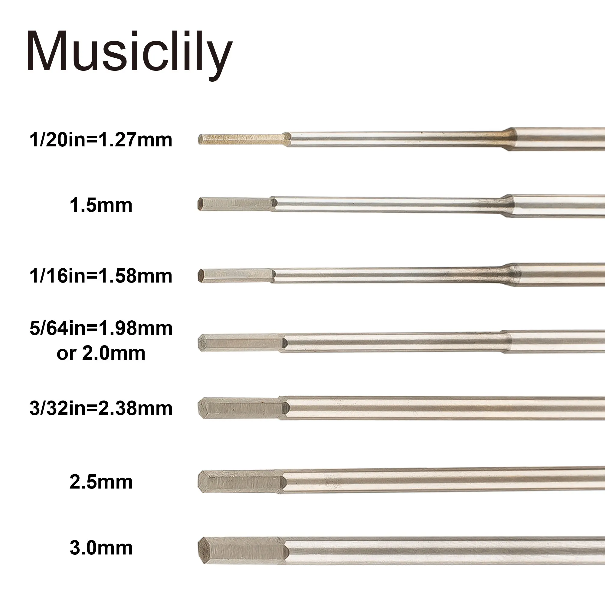 Musiclily Pro High Speed Steel Hex Screwdriver Hex Key Wrench for Guitar Bass Bridge Saddles or Knobs Adjustment