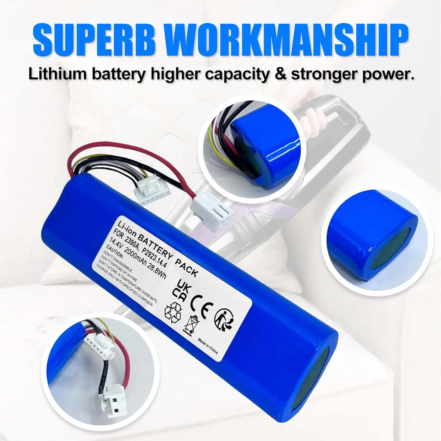 bATTERY Compitable with Bissell 2390A,2390,23903,P2922-14,P2923-14,2275+,3034+, 3079+,2387+,2390+,2284+,2278+,