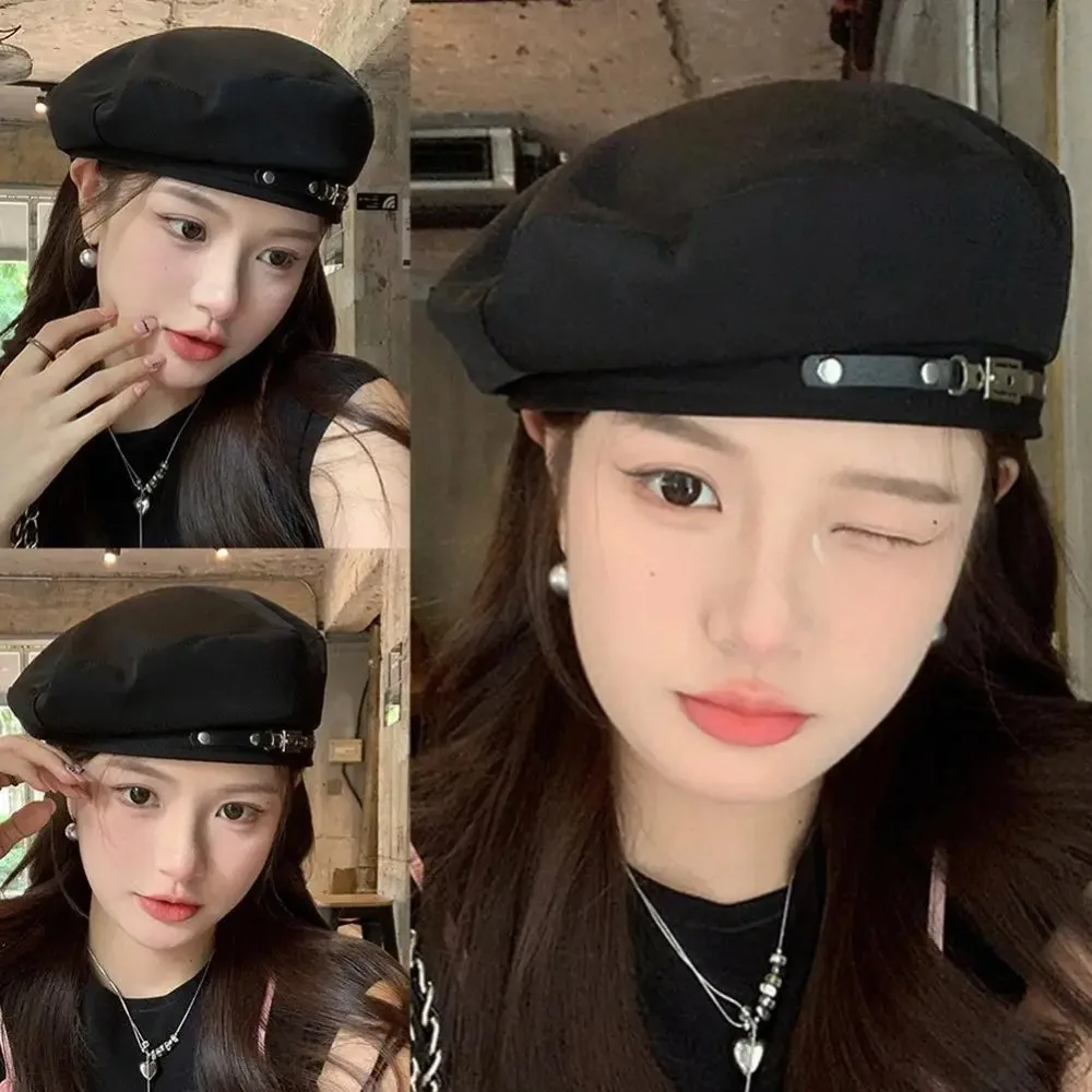 

Retro Cotton Painter Hat Breathable Windproof Octagonal Hat Adjustable Metal Buckle Beret Women Men