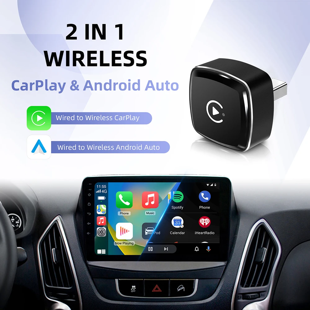 Smallest LEXXSON Wireless CarPlay Adapter MINI Ultra Android Auto Box USB Dongle Plug and Play for OEM Car Seamless Connection