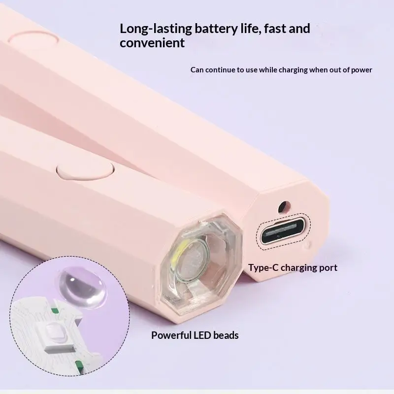 Handheld Nail UV Lamp With Foldable Stand Portable Mini Nail Dryer Quick Curing Gel Light For Home DIY Nail Art