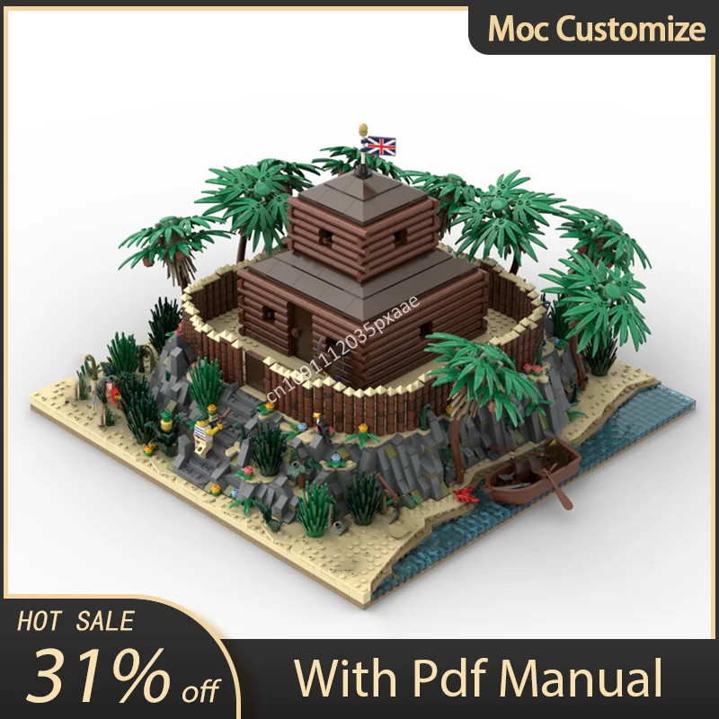 5930pcs Moc Pirates Treasure Islands The Stockade Modular Building Blocks Construction Assembly Bricks Toys Kids Christmas Gifts