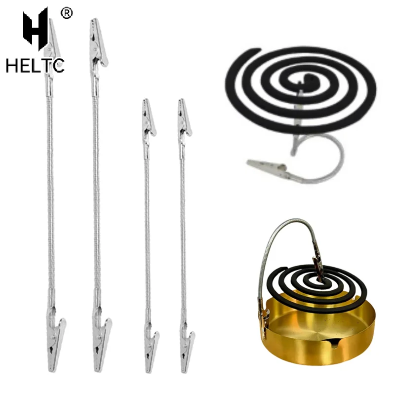 Portable Mosquito Coil Clip Double-Headed Alligator Clip Mosquito Coil Extra Long Metal Thread Coil Holder Clip Stainless Steel