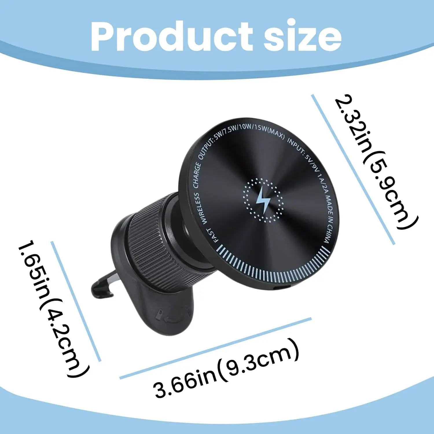 UYUXIO Air Vent Magnetic Wireless Car Charger Adapter 15W Fast Charging Car Mount Phone Holder with Magnet for iPhone 17 16 15