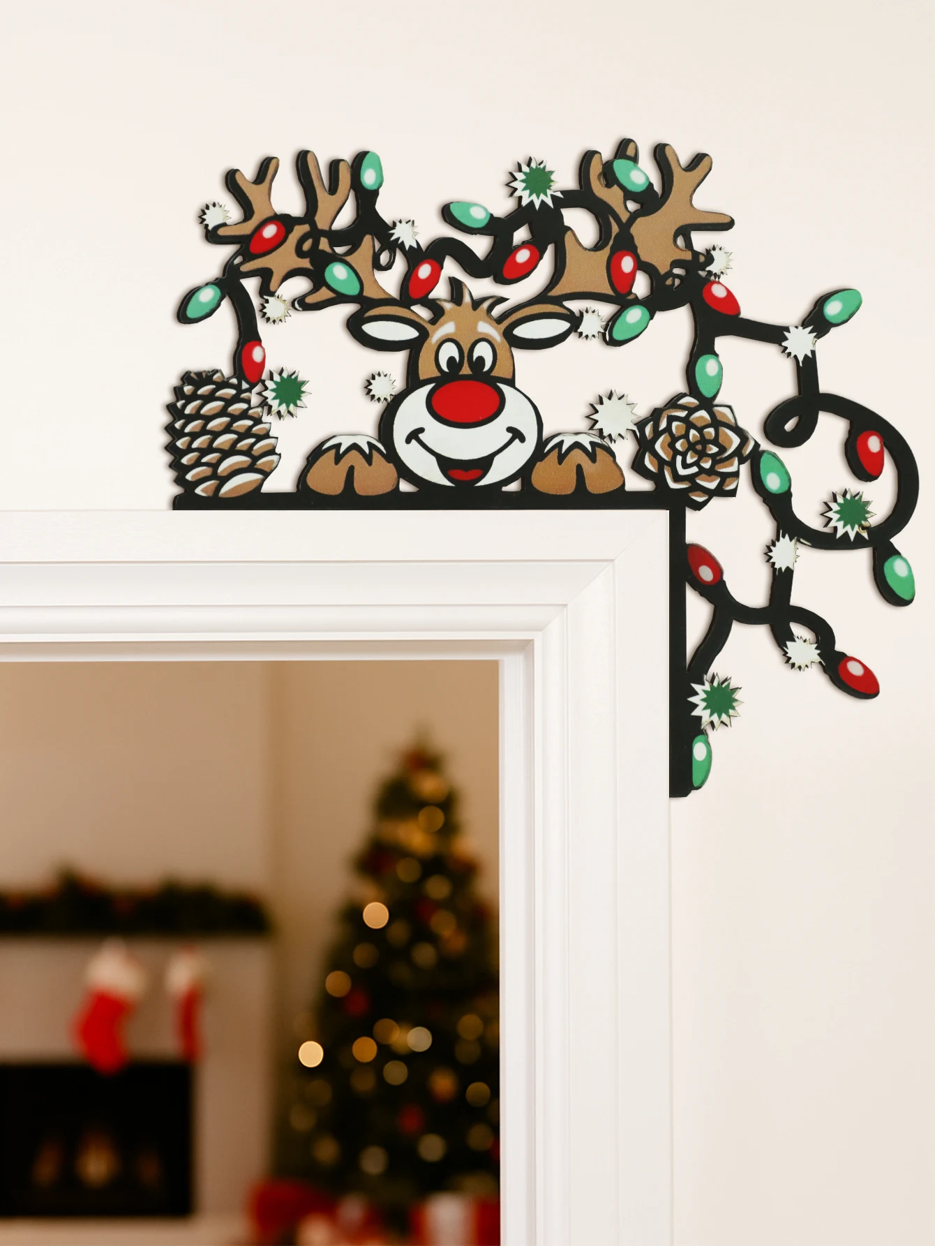 Christmas Reindeer Door Corner - Home Decor Wallpaper ulasan dan harga