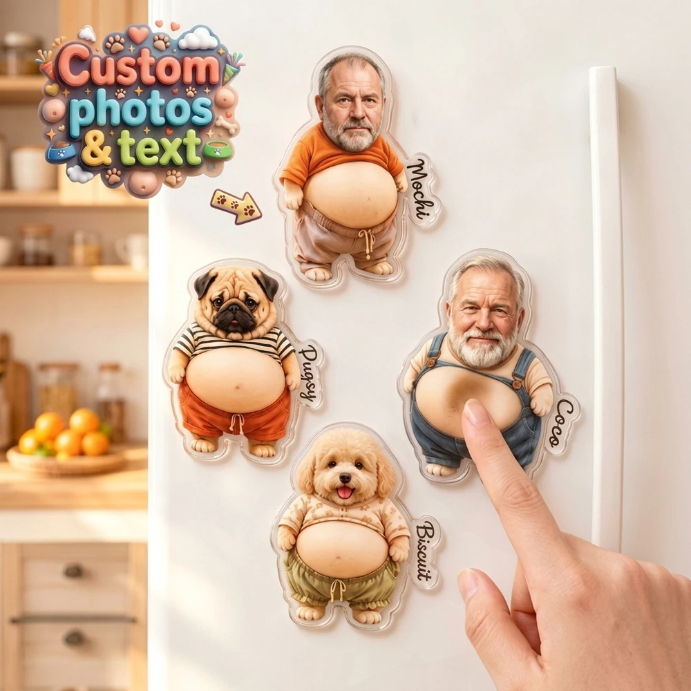 Personalized Custom Image Name Squish Belly Fridge Magnet,Novelty Decompression,Party Favor,Dog Cat Lovers,Home Decoration