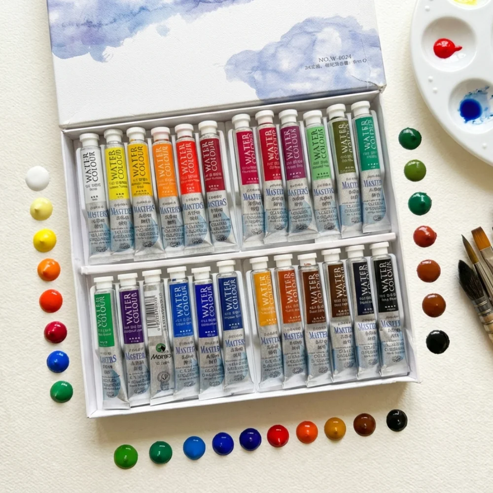 Maries Artist Pearlescent Watercolor Paint Set 12/18/24 Colors Student Art Special Stationery Watercolor Packing Color Supplies