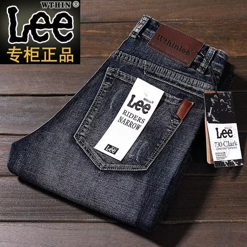 Wthinlee New Business Men's Jeans Casual Straight Stretch Fashion Classic Blue Black Work Denim Trousers Male Brand Clothing
