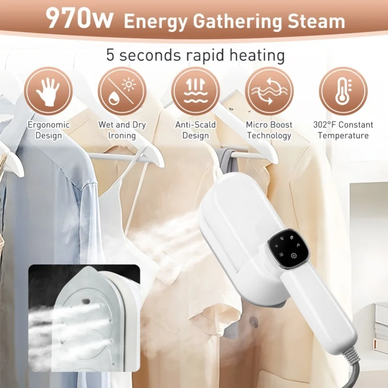 110V Handheld Steam Iron 1200-1400W Detachable Water Tank Rotatable Travel Portable Clothes Ironing Machine