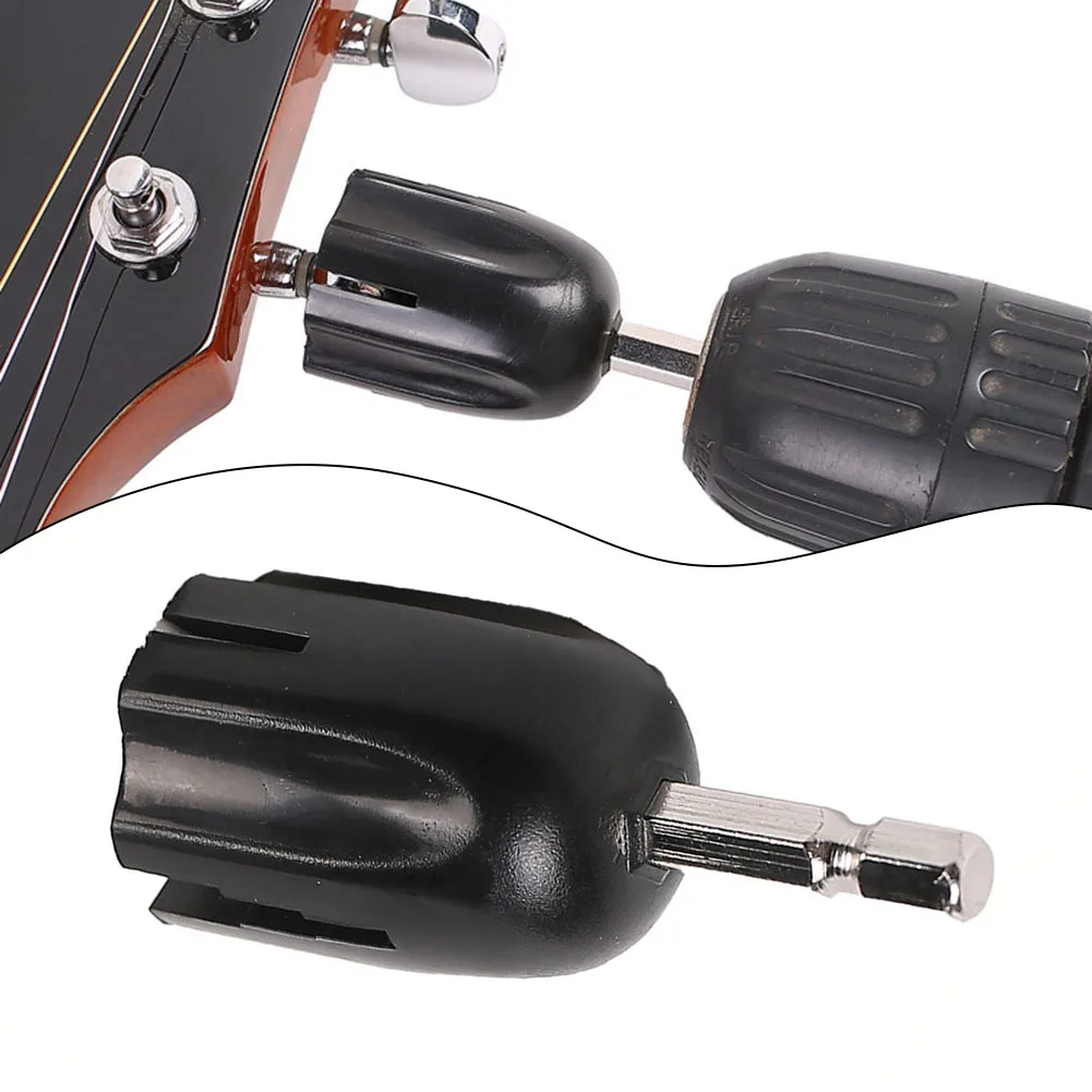 Black String Winder Head Faster Easier Hexagonal Easy Handling Compact Convenient Guitar String ABS Metal Electric Acoustic