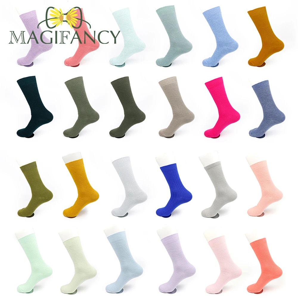 Multiple Colorful Solid Cotton Men Tube Socks Standard Wedding Party Casual Comfortable Worm Daily Matching Fashion Accessory