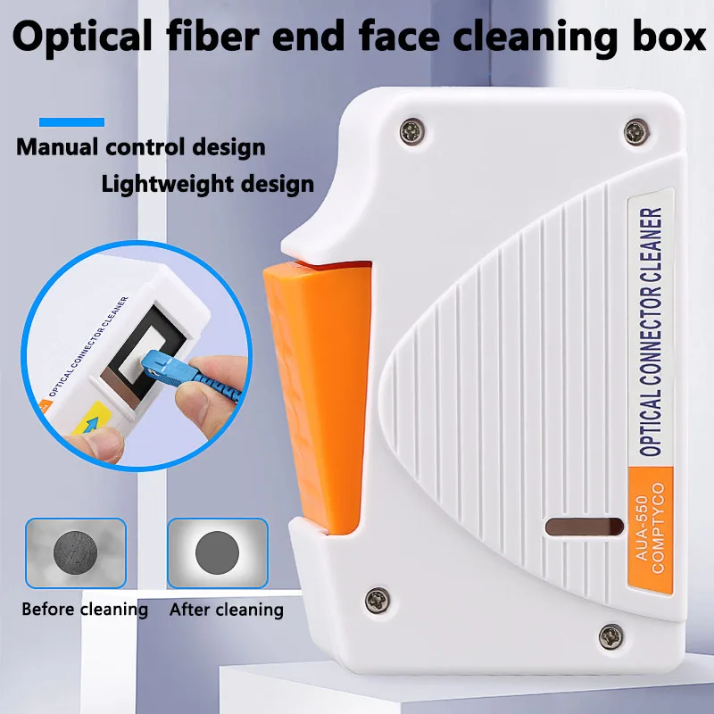 AUA-550 optical fiber end face cleaning box SC/FC/ST/LC connector wiping tool optical fiber flange adapter, pigtail cleaner