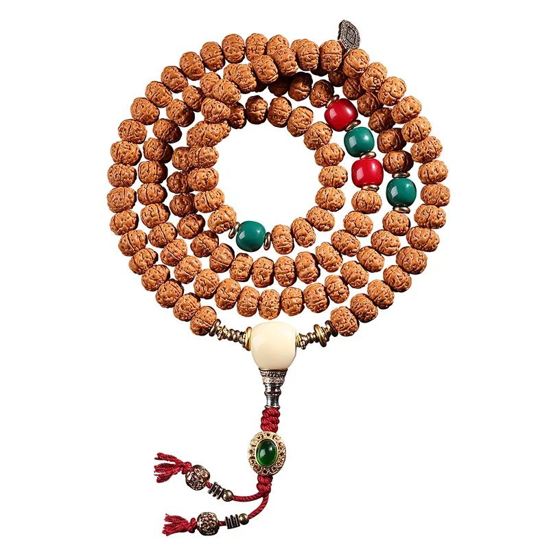 Chinese Style Lucky 108 Beads Small Rudraksha Bodhi Mala Bracelet Unisex Prayer Beads For Meditation Wealth Blessing Wrist Jewel view 5
