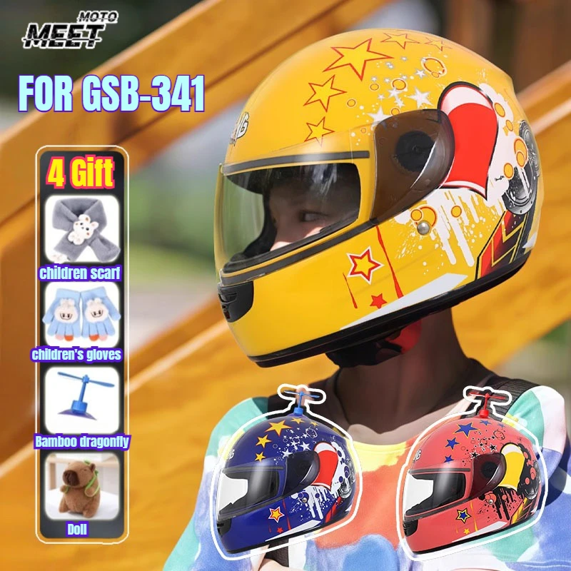 

FOR GSB Children's Helmet Electric Motorcycle Children's Full Face Full Helmet Universal Scooter Baby Safety Helmet G-341