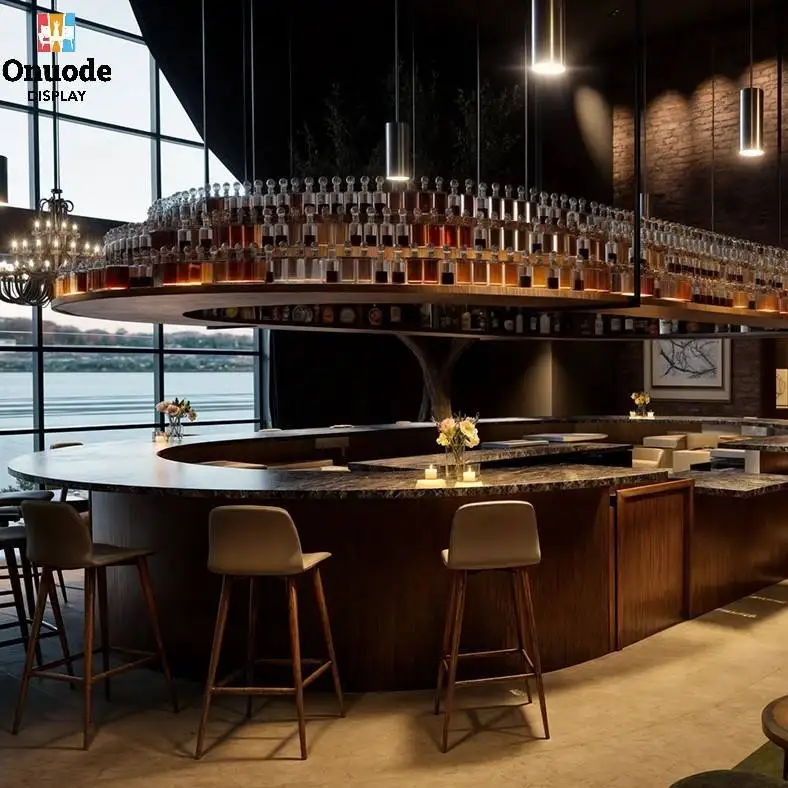 Luxury Wooden Bar Counter For Restaurant & Cocktail Pub | Custom Bar Display Furniture | Turnkey Design And Build Service