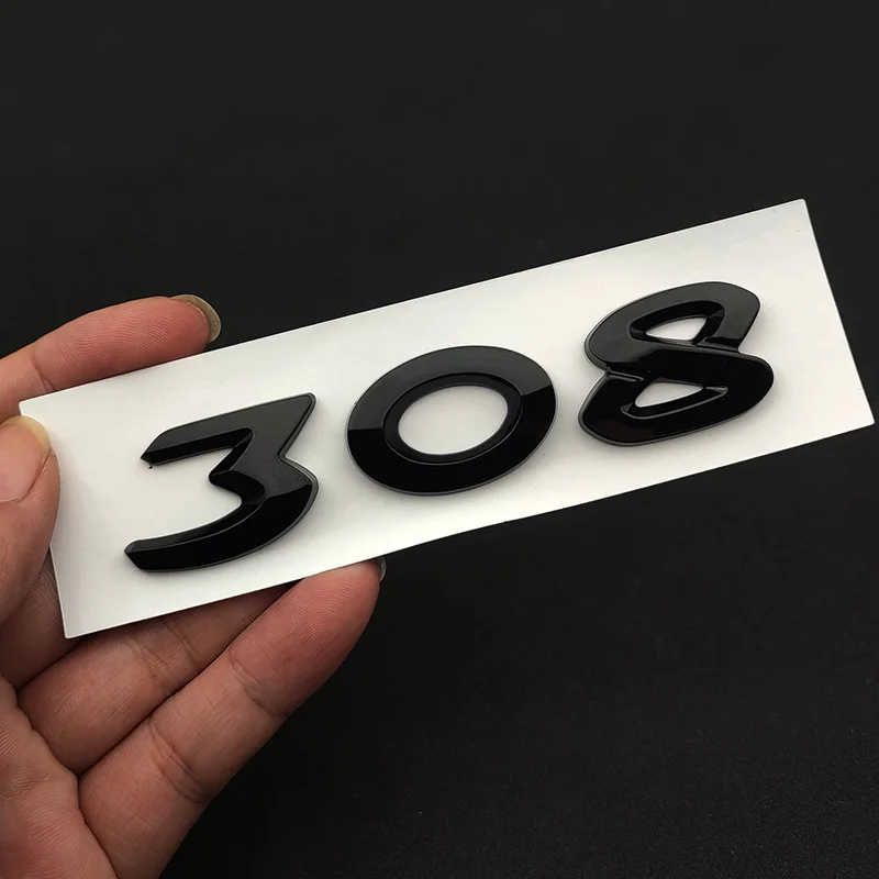 3D ABS Chrome Black Car Logo 308 Emblem Letters Sticker Car Trunk Badge For Peugeot 308 GT Line T9 T7 CC SW GTI Accessories