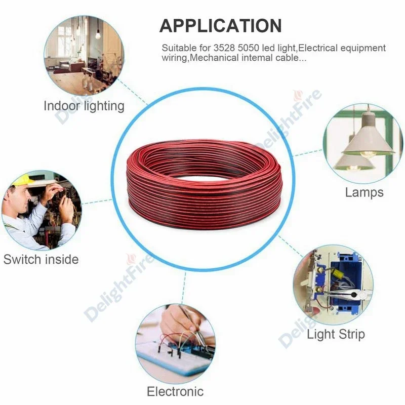 2 Pin Electrical Cable 22AWG 20AWG 18AWG SM JST Connector Tinned Copper Wires 2pin Wire For 3528 2835 LED Strip Lights Driver