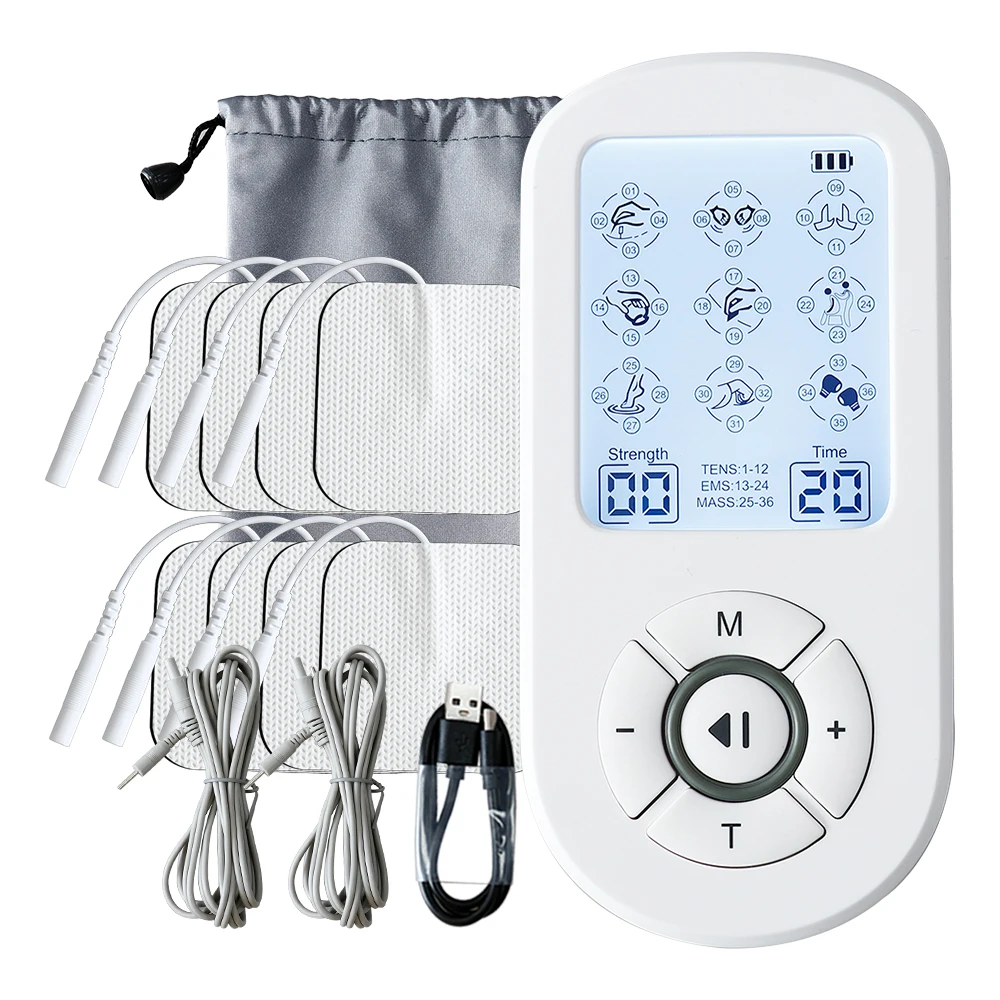 Dispositivo de terapia de baja frecuencia, 12 modos, máquina TENS, Estimulador muscular EMS, masajeador de pulso electrónico, aparato de mioestimulación