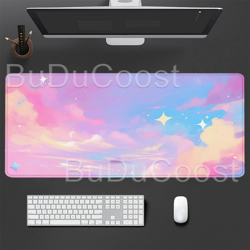 Pastel Core Dreamy Anime Aesthetic Large Size Tapis Bureau Rubber Washable Mouse Pad Desktop Keyboard Accessories PC Gamer Rug